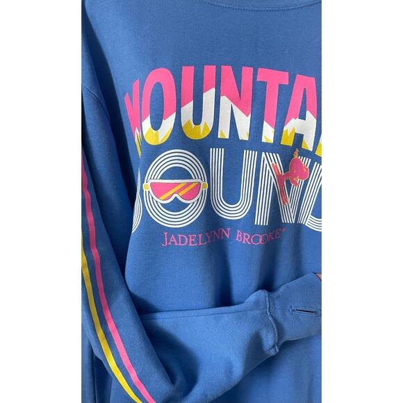 Jadelynn Brooke Women's Blue Neon Mountain Bound Ski Sweatshirt NWT Size Medium - Picture 4 of 7
